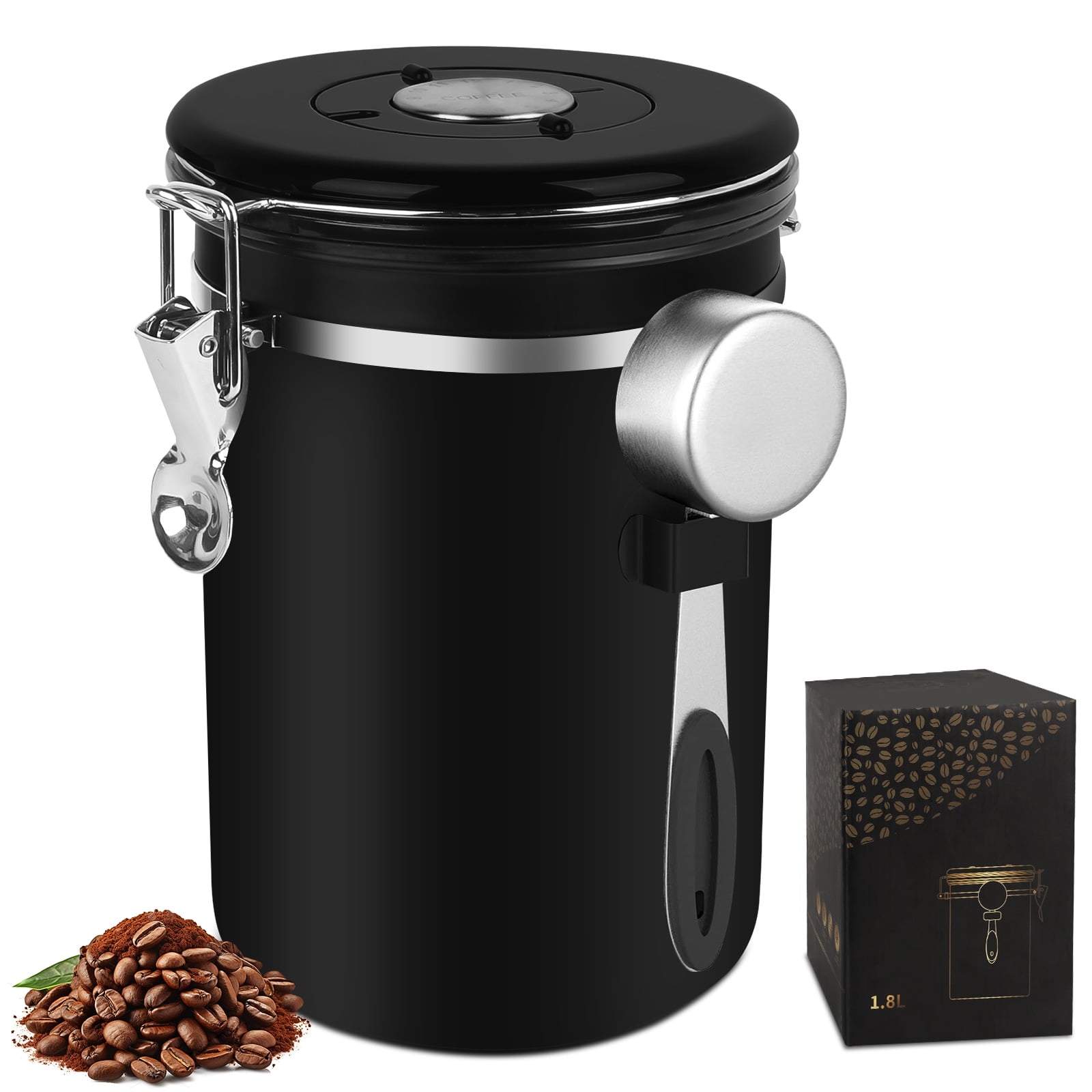 Coffee Gator Stainless Steel Coffee Storage Canister with DateTracker