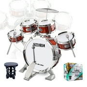 Yuhuan Drum Sets for Kids Jazz Drum Set for Beginners 5 Drums with Stools Drumsticks Cymbal Children Drum Toys Toddler for Boys and Girls 3-14 Years