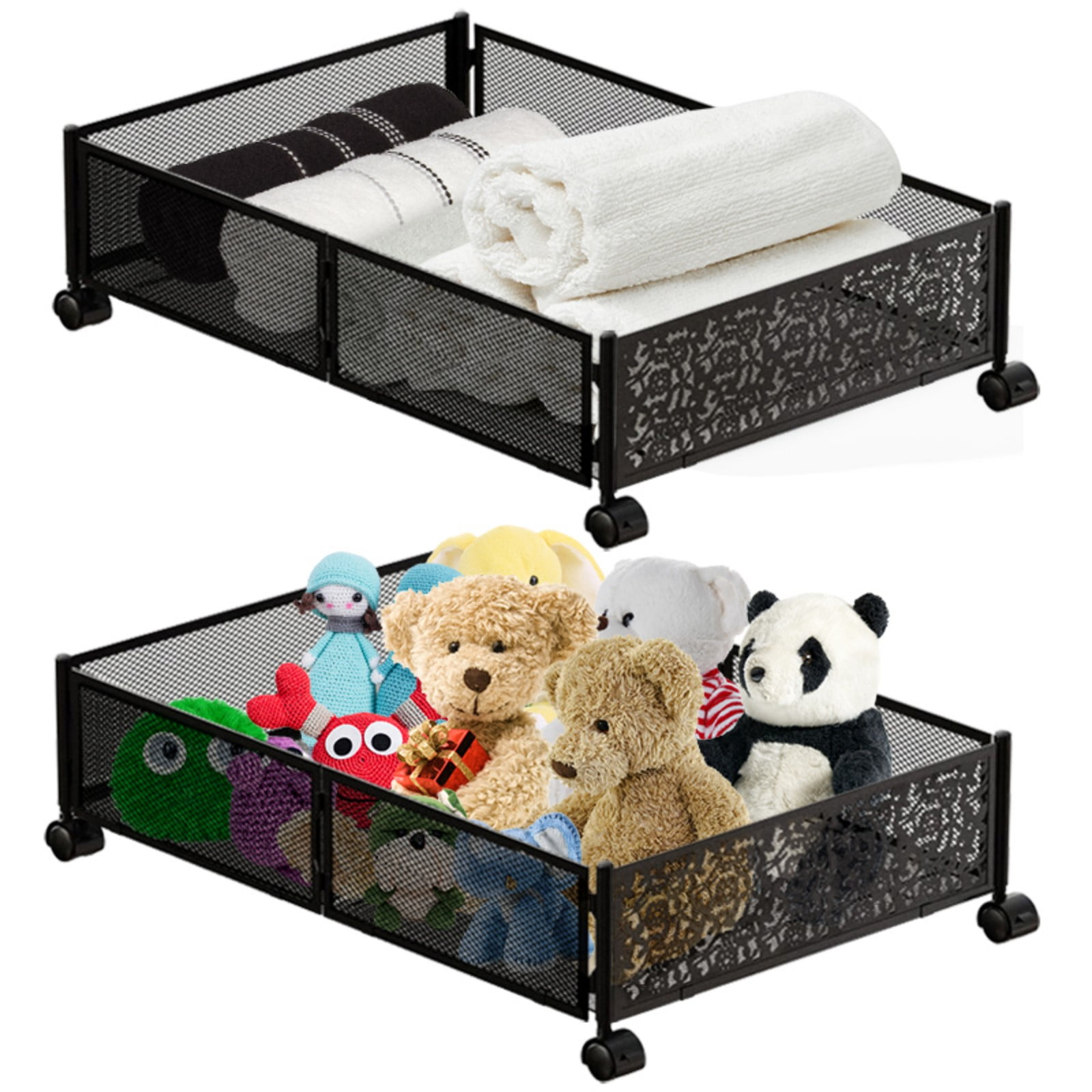 Yuhuan Foldable 2 Pack Under Bed Storage Containers Metal Organizer