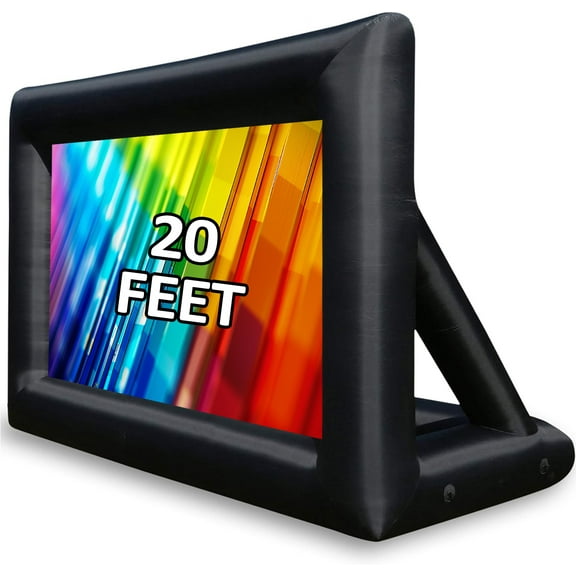Yuhuya 20 ft Outdoor Projector Screen - Supports Front and Rear Projection - Includes Inflation Fan, Tie-Downs and Storage Bag - Inflatable Projector Screen