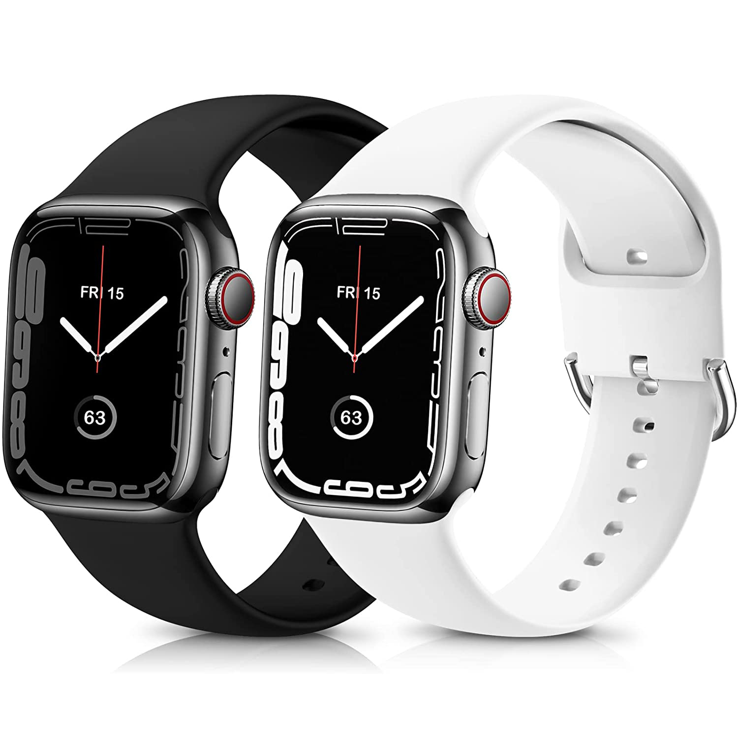 YuiYuKa 2 Pack Silicone strap For Apple Watch bands 45mm 49mm 41mm 38mm