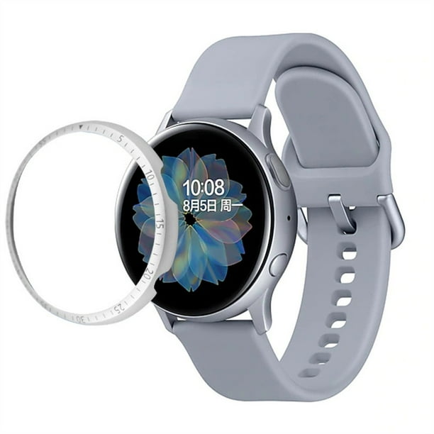 YuiYuKa Case For Samsung Galaxy Watch active 2 40mm 44mm Protector Bezel Ring Accessories Adhesive Metal Bumper Cover Active2 40 44 mm silver