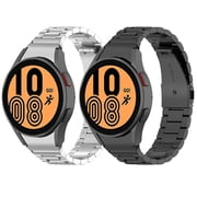 YuiYuKa No Gaps Stainless Steel Band for Samsung Galaxy Watch 4 Classic 46mm 42mm/Galaxy Watch Watch 6 5 4 44mm 40mm/Galaxy Watch 5 Pro/5 Bands Women Men Strap Curved end Metal Wristbands - black