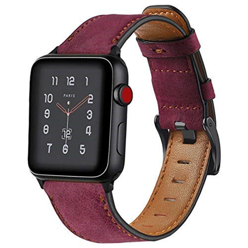  JR.DM Slim Leather-Bands Compatible with Apple Watch Band 38mm  40mm 41mm 42mm 44mm 45mm 49mm, Top Genuine Leather Watch Band with Charms,  Feminine Design for Iwatch Ultra SE & Series 9