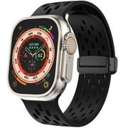 YuiYuKa Magnetic Silicone Sport Wristbands Compatible with Apple Watch Bands 41mm 40mm 38mm 49mm 45mm 44mm 42mm, Waterproof Sport Band for iWatch Ultra SE Series 9 8 7 6 5 4 3 2 1