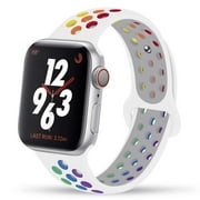 YuiYuKa Silicone Strap Compatible with Apple Watch Band 38mm 49mm 42mm 40mm 44mm 41mm 45mm,Smartwatch Wristbands Adjustable Breathable Sport Bands for iWatch Series 9 8 Ultra 7 6 5 4 3 SE, Rainbow