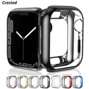 YuiYuKa TPU Case Compatible with Apple Watch Cover 45mm 41mm 44mm 40mm 42mm 38mm Accessories Soft Plated Bumper Protector Cover iWatch Series 8 3 4 5 6 SE 7 2 1 - black