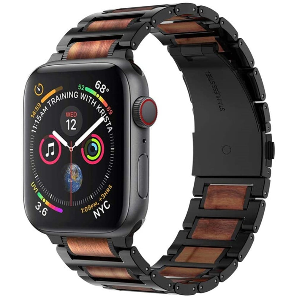 The Posh Tech★ウッド×ブラックがお洒落APPLE WATCH STRAP Posh Tech Men's Wallace Black Stainless Steel & Wood Band
