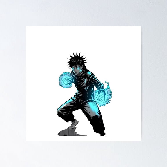Yuji Itadori Divergent Fist Blue Cursed Energy Shonen Wall Decor, Unframed Poster