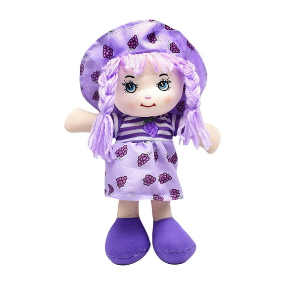 YujiCraft 10-inch Playable Plush Toy, Cute Doll with Hat and Fruit Outfit, Girl Birthday Gift and Dress Up Fun,D