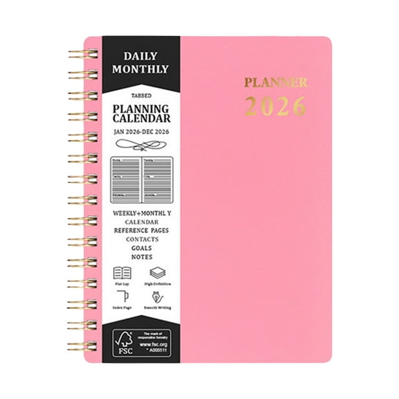 YujiCraft 12-Month Calendar To-Do Planner, Winter Vacation Schedule Notepad for Efficient Planning,Pink