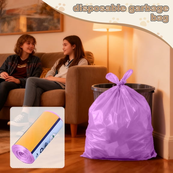 YujiCraft 30 Pcs Disposable Garbage Bags Rolled Flat Black Plastic Trash Bags for Home Kitchen Bathroom Office Use, 13 Gallon,A