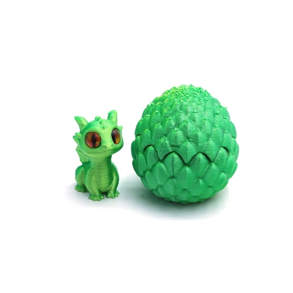 YujiCraft 3D Dragon Eggs with Dragon Inside, Mini Dragon Egg Set, Movable Joints 3D Printed Action Figures, Decompression Model Toys Ornaments,Green