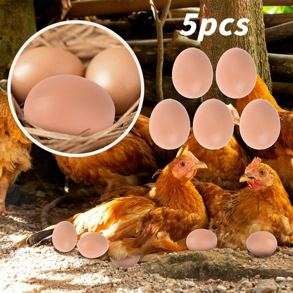 YujiCraft 5 PCS Fake Plastic Eggs, Hen Egg Laying Aid Nesting Eggs, Simulation Eggs for Chicken Coop, Poultry Training & Farm Decoration
