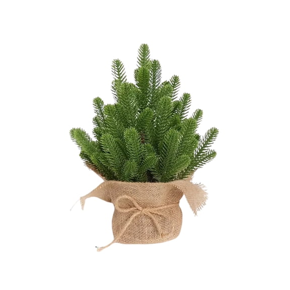 SugarBloom Artificial Christmas Garland, 11.81 Inch Christmas Tree Snow Flocked Artificial Xmas Tree with Linen Base, for Desktop Office Home Decor Festive Holiday Supplies,A