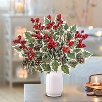 SugarBloom Artificial Christmas Garland, Christmas Holly Red Berry Bouquet Decorative Artificial Flowers,Perfect for Decoration Leaf Tree Cuttings Holiday Home Decor,