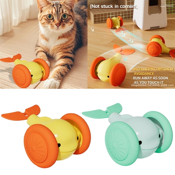 YujiCraft Cat Toys Interactive Moving Ball for Cats, Little Whale Shape Rechargeable Pet Toy for Indoor Play Kittens Training,Green