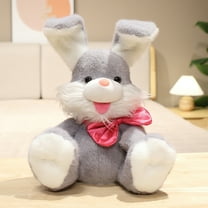 YujiCraft Children's Bunny Plush Toy Electric Sound Making, 14-inch Talking Stuffed Rabbit Birthday Gift,Gray