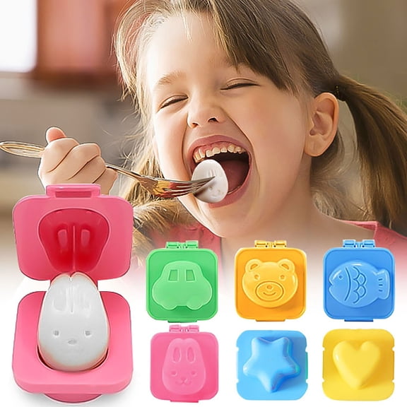 YujiCraft Children's Cartoon Rice Ball and Egg Mould Set, Fun Lunch Bento Shaping Tool for Kitchen and Kids,Pink