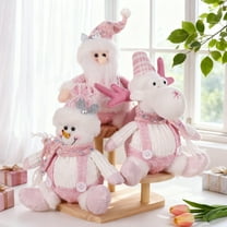 YujiCraft Christmas Decorations Pink Sitting Sequined Cartoon Doll Pendant, Sparkling Christmas Party Scene Dress Up,A