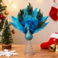 thumbnail image 1 of YujiCraft Christmas Tree Topper, 12-Inch Peacock Ornament with Faux Feather Glitter Blue Embellishments for Indoor and Outdoor Christmas Tree Decor, Holiday Home Decoration and Festive Ornaments,, 1 of 5