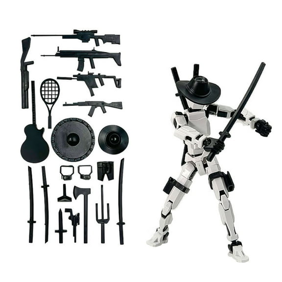 YujiCraft Creative Decompression Action Figure Doll Set, 1 Pcs Poseable Model Kit for Adult Stress Relief White