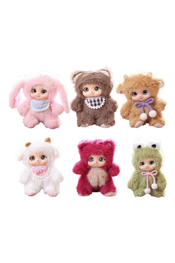 Cute Vinyl Doll Pendant Keychain, Plush Toy Figurine Desktop Ornament Birthday Gift for Girls, Red