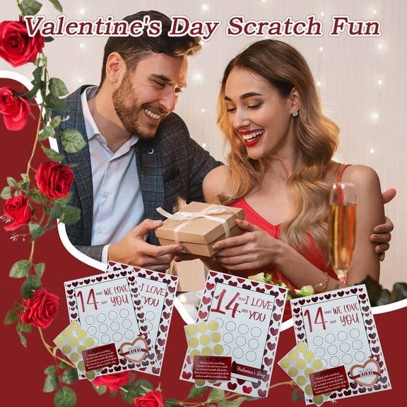 YujiCraft DIY Valentine's Day Scratch Off Card - 14 Things I Love About You, Customized Love Note Gift for Couples,A