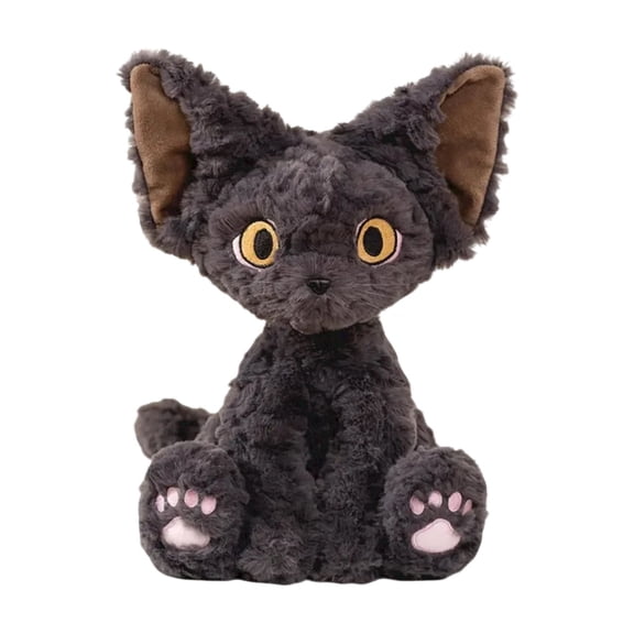 YujiCraft Devon Rex Black Cat Plush Toy Halloween Doll Gift Creative Decoration Stuffed Animal A