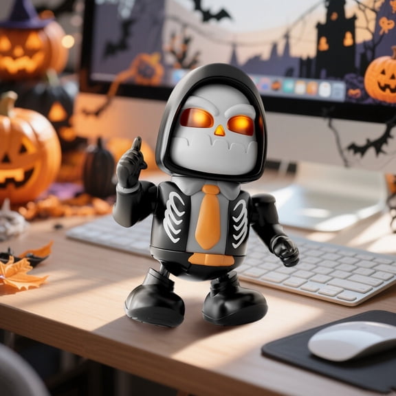 YujiCraft Halloween Dancing Skeleton Robot Toy with Music and Lights Prank Interactive Toy for Party Favors