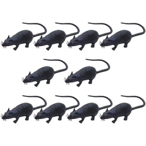 YujiCraft Halloween Fake Rats Decoration Props for Pranks Party Favor 10 Pack, Black