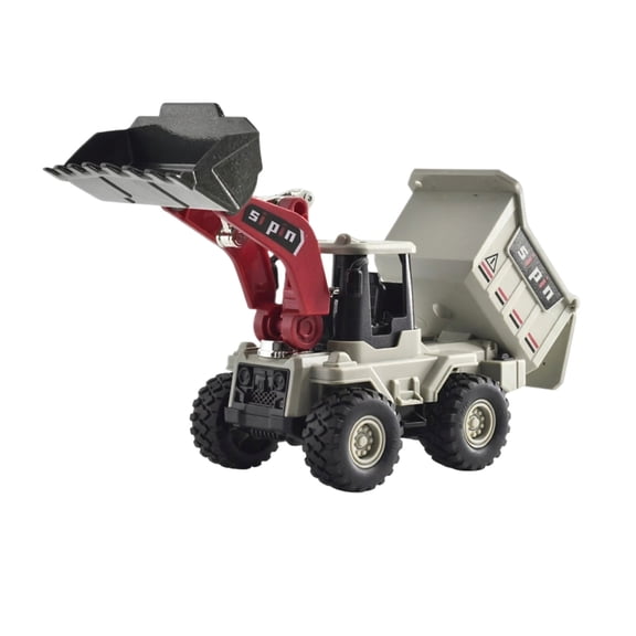 YujiCraft Inertia Rolling Construction Vehicle Toy Loader Dump Truck Model with Movable Bucket and Rear Tipping Bed for Kids Play A
