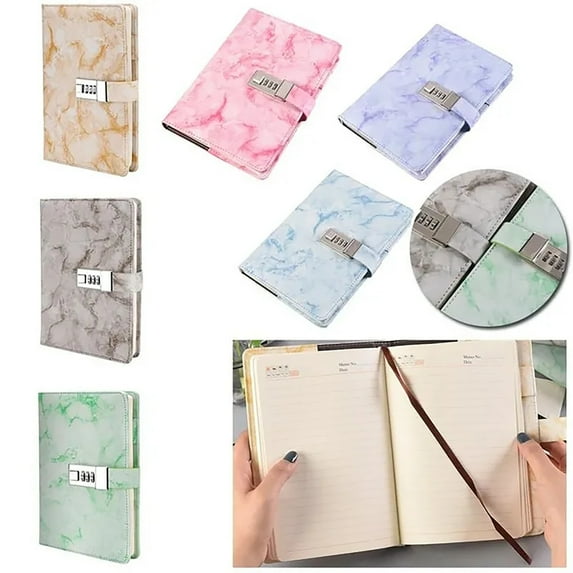 YujiCraft Leather Combination Lock Diary, Code Lock Prize Notebook for Creative Student Gifts,Purple