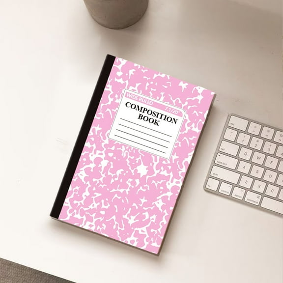 YujiCraft Marble Composition Notebook, Exquisite Stitched Notepad with Minimalist Pattern Design,Pink
