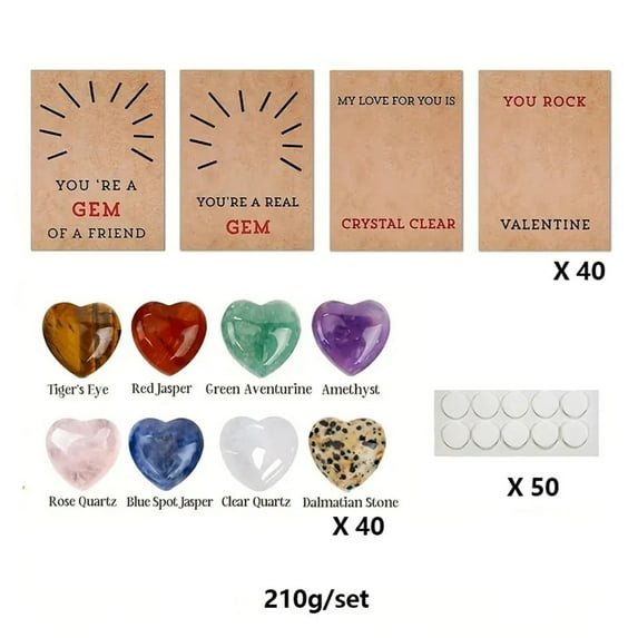 YujiCraft Natural Crystal Gemstone Valentine's Day Card, Little Fresh Greeting Card for Kids School Party Birthday Gift,C