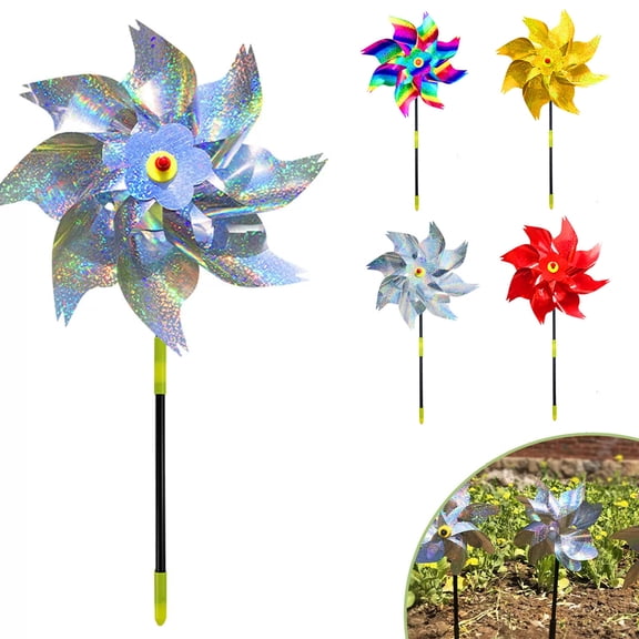 YujiCraft Outdoor Bird Scaring Wind Spinner - Garden Bird Proofing Device, 1pc Silver