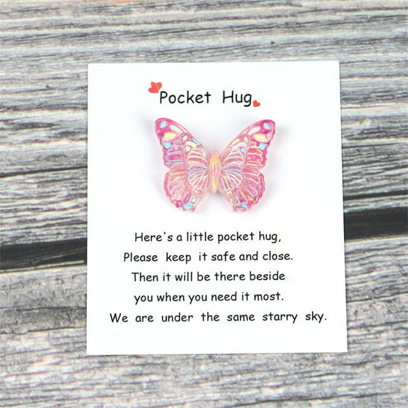 YujiCraft Pocket Hug Gift Card with Butterfly Design, Heartfelt Valentine's Day Greeting Card Decoration for Special Friends,Pink