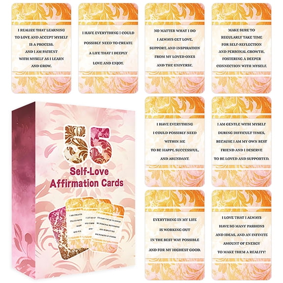 YujiCraft Self-Love Affirmation Cards, Mindfulness & Positive Encouragement Deck, 55 Self-Care Motivation Cards for Personal Growth