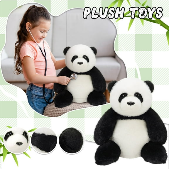 YujiCraft Sitting Lazy Series Panda Doll Pillow Plush Toy Cushion, Soft Sofa Bed Decor, Gift for Kids Over 3,Black