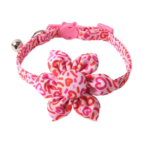 YujiCraft Valentine Dog Collar with Bow, Metal Buckle, Adjustable Pink Heart Bowtie Pet Valentine Collars for Medium Dogs
