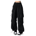 thumbnail image 1 of YujiCraft Women's Lace-Up Elastic Waist Solid Color Casual Trousers, Slim Fit Ankle Pants with Belt Loops,S, 1 of 2
