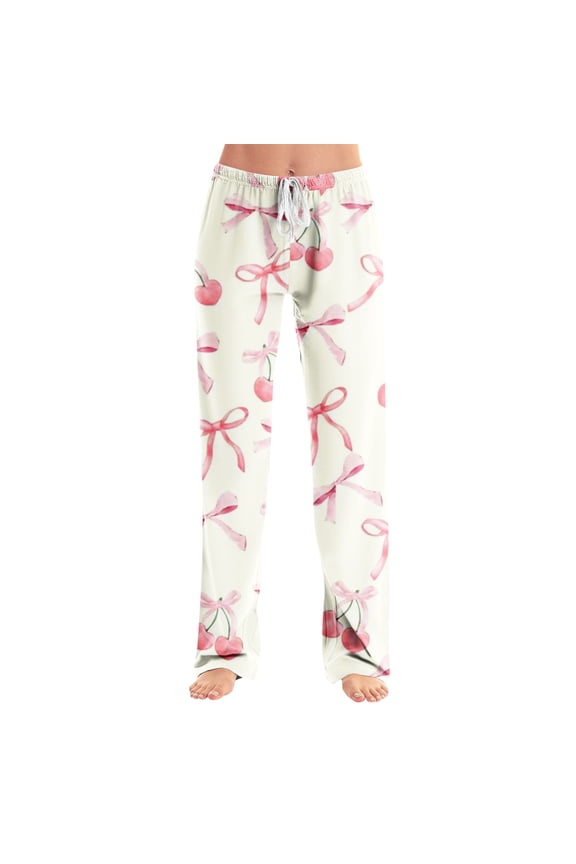 YujiCraft Women's Pajama Pants Sleepwear with Drawstring Elastic Waist, Comfy Straight Yoga Lounge Trousers,S