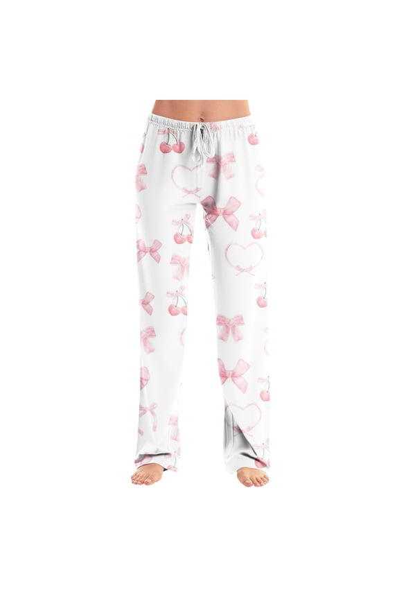 YujiCraft Women's Pajama Pants Sleepwear with Drawstring Elastic Waist, Comfy Straight Yoga Lounge Trousers,XL