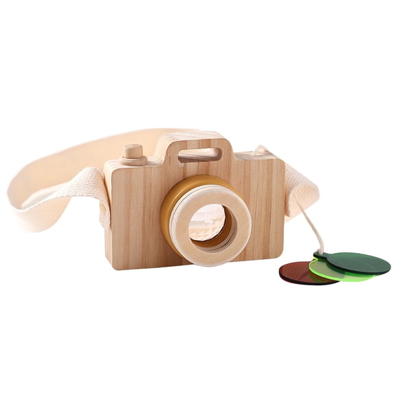 YujiCraft Wooden Camera Puzzle Toy, Camera Pretend Play with Kaleidoscope Lens, Creative Gift for Children