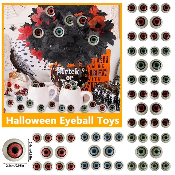 Yujia 10 Pcs Halloween Blue Eyeball Decorations, Realistic Eyeballs for Prank Toys, Eye Props, Bowl-Shaped Hollow Festival Party Favors for Haunted House, Trick or Treat Decor