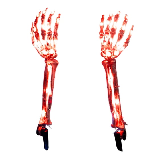 Yujia 2 Pcs Halloween Skeleton Hand LED Floor Light, Luminous Ground Stake Lighting for Yard Garden Haunted House Party Venue Decoration Props, Outdoor Decor, Red