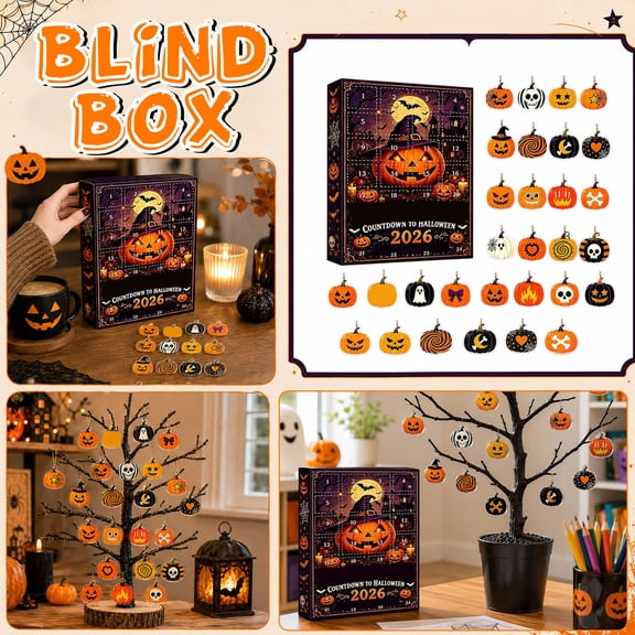 Yujia 24 Pcs Halloween Pumpkin Advent Calendar, Acrylic Blind Box Countdown Set, Holiday Tabletop Decoration for Kids, Seasonal Farmhouse Decor, Clear Acrylic Party Centerpiece
