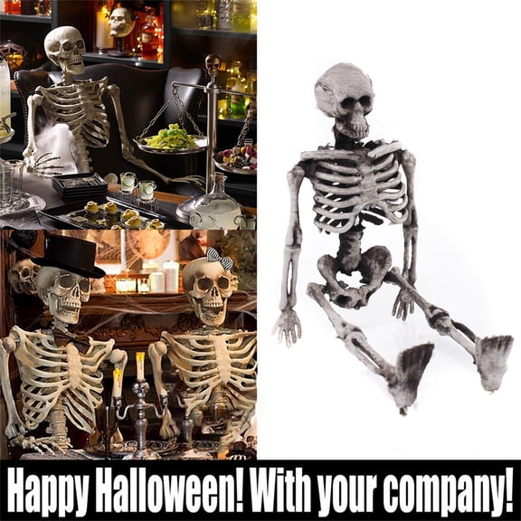 Yujia Halloween Full Body Skeleton Decoration, Posable Human Figurine for Party, Articulated Hanging Prop for Haunted House Yard Display, Durable Home Decor