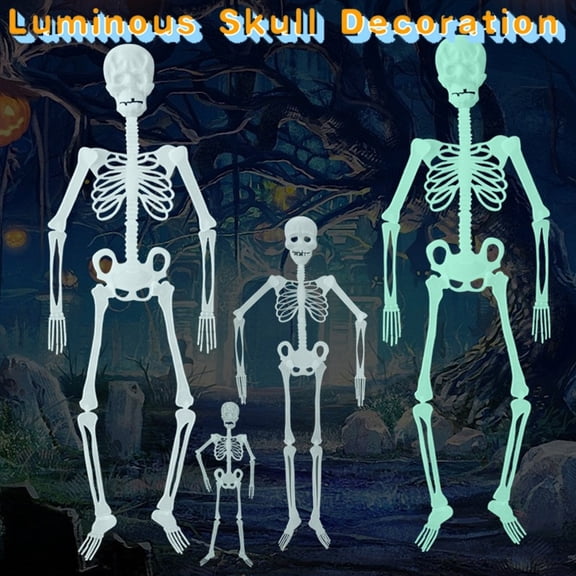 Yujia Halloween Glow in Dark Skeleton, 13 inch Luminous Skeleton Prop, Halloween Party and Haunted House Hanging Decoration, Indoor Outdoor Event Display