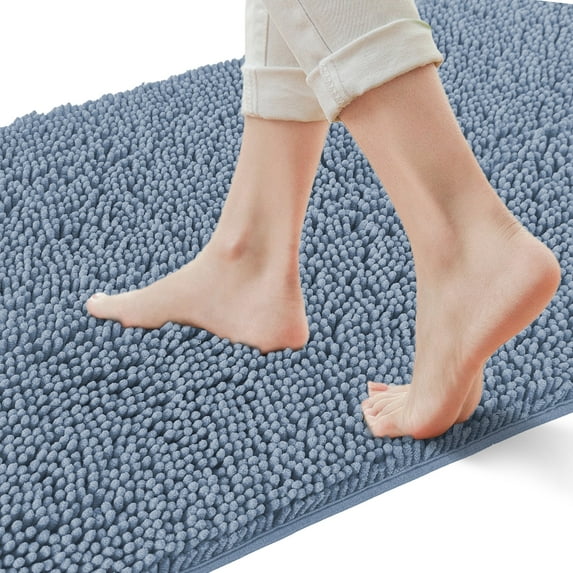 Yujoon Super Soft Chenille Bathroom Rug Non-Slip Absorbent Machine Washable Bath Mat, 24"x36", Blue